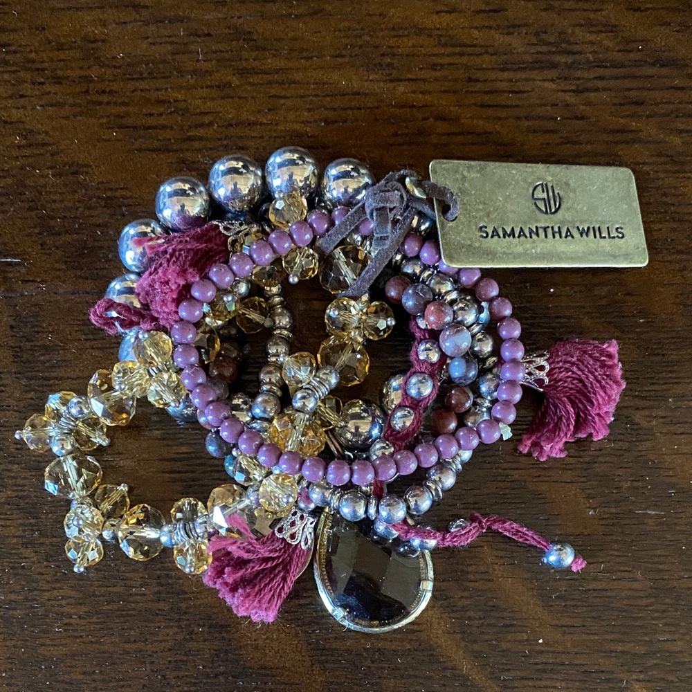 Samantha Wills Burgundy and Silver Bracelet Set